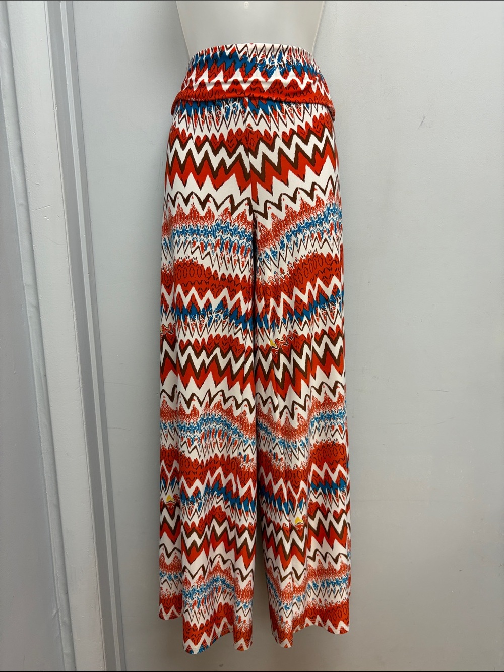Superline Chevron Wide Leg Palazzo Pants Boho Print Size Medium
